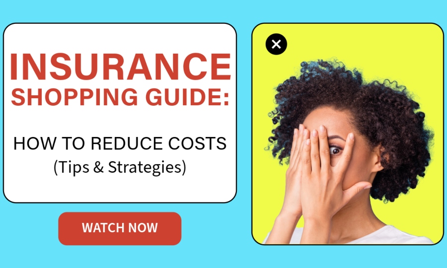 Property and Casualty Insurance Shopping Guide cover image depicts a woman covering her eyes and afraid of increasing insurance costs.