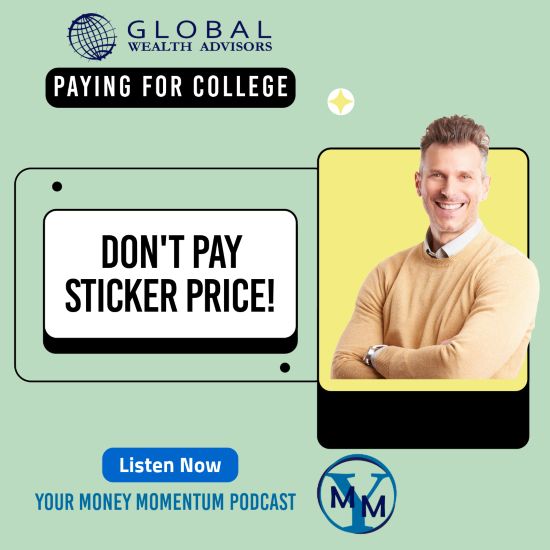 The price of college cover image depicts a man with crossed arms next to a sign that says don't pay sticker price.